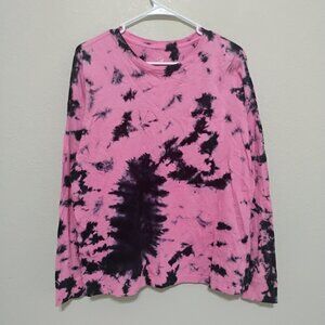 Ivory Ella Pink Tie Dye Long Sleeve Tee Casual Cotton Top L